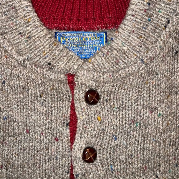 Pendleton Gray Crewneck Sweater with Red, Blue, and Green Stripes - Picture 3 of 5